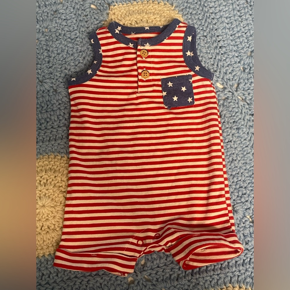 Cat & Jack Red and White Striped Baby Romper